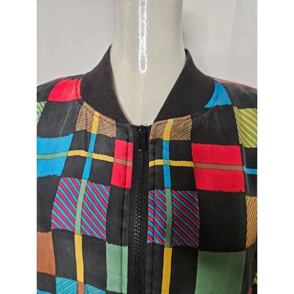 Carol Horn Vintage 80's Medium Oversized Boho Silk Patchwork Bomber Jacket - Picture 4 of 11